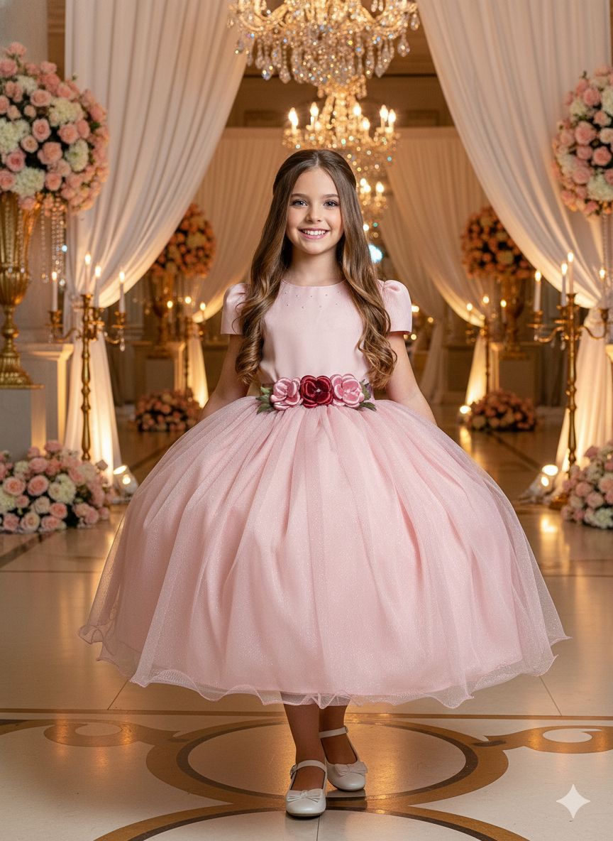 Vestido Juvenil Vila Lele Luiza Rose (VESTJVLVLELELIZAROSE)