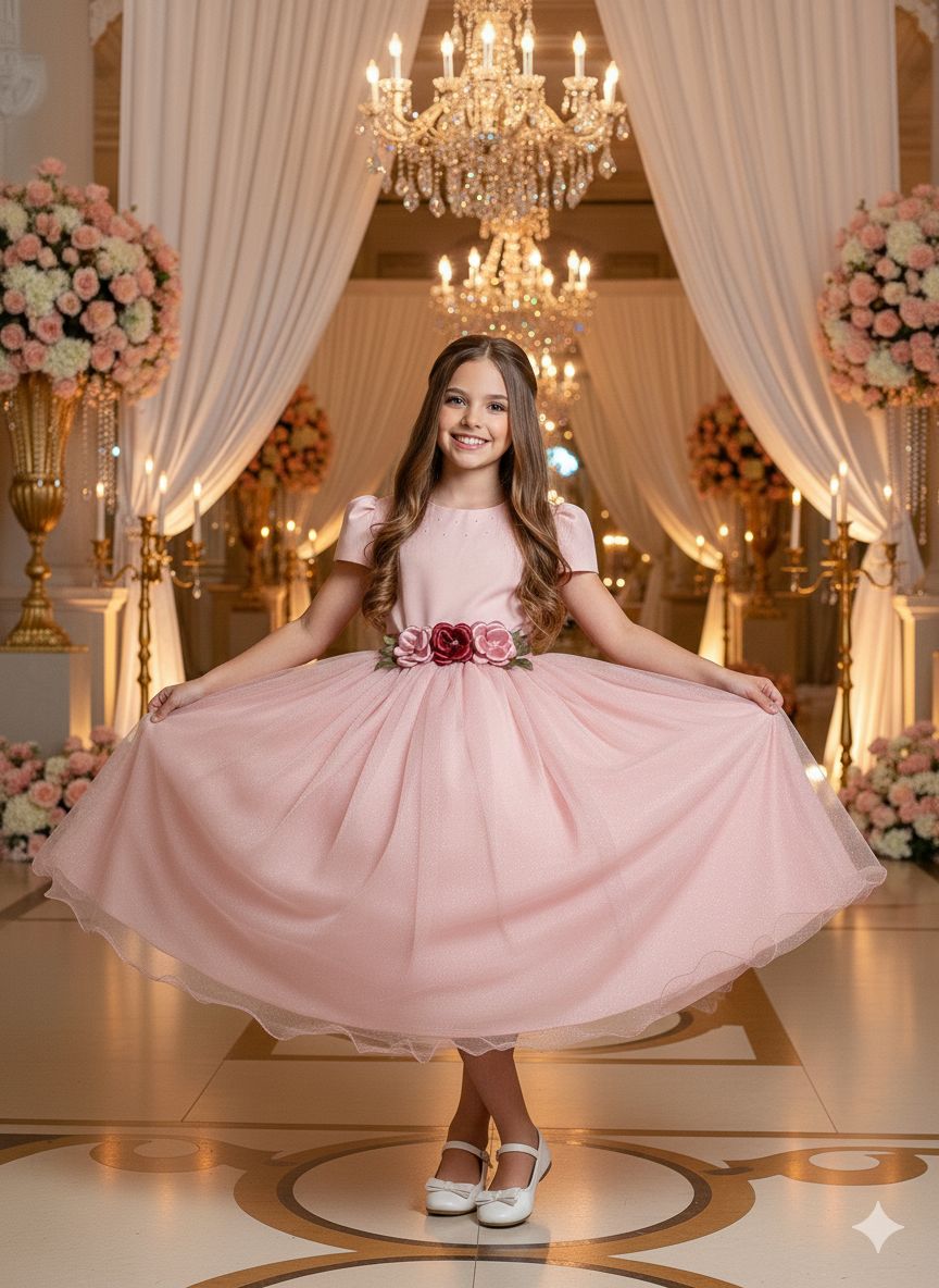 Vestido Juvenil Vila Lele Luiza Rose (VESTJVLVLELELIZAROSE)