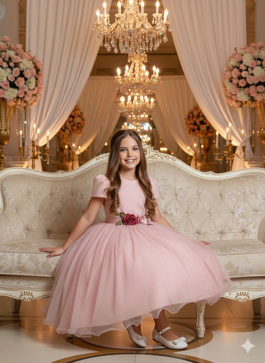 Vestido Juvenil Vila Lele Luiza Rose (VESTJVLVLELELIZAROSE)