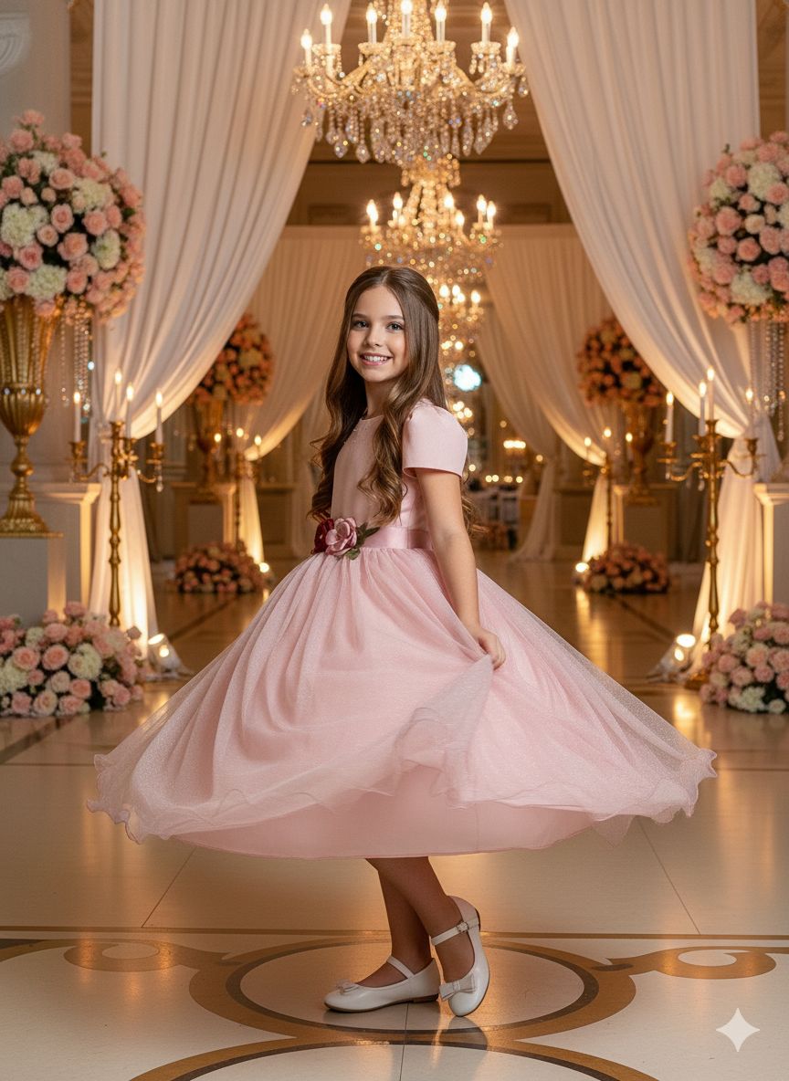 Vestido Juvenil Vila Lele Luiza Rose (VESTJVLVLELELIZAROSE)