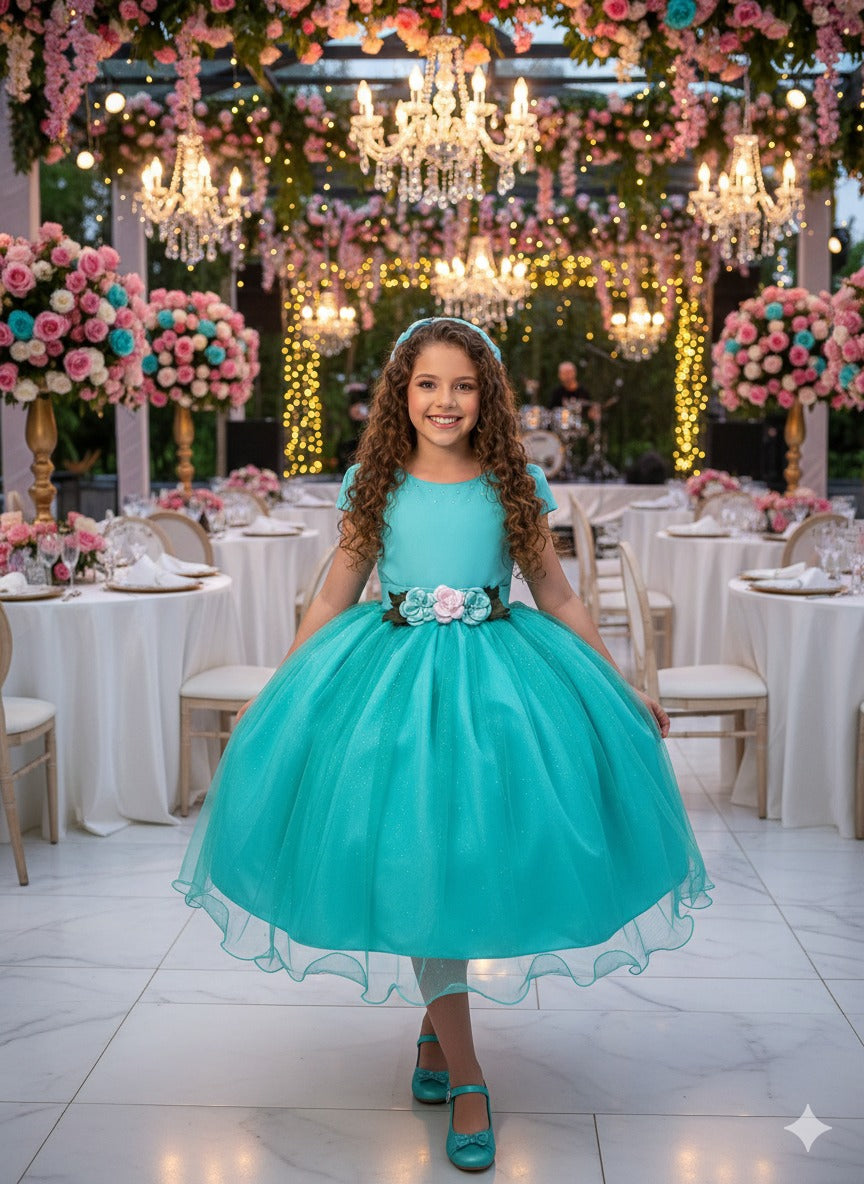 Vestido Juvenil Vila Lele Luiza Verde Tiffany (VESTJVLVLELELIZVRDTFFNY)