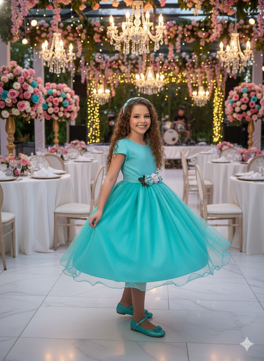 Vestido Juvenil Vila Lele Luiza Verde Tiffany (VESTJVLVLELELIZVRDTFFNY)