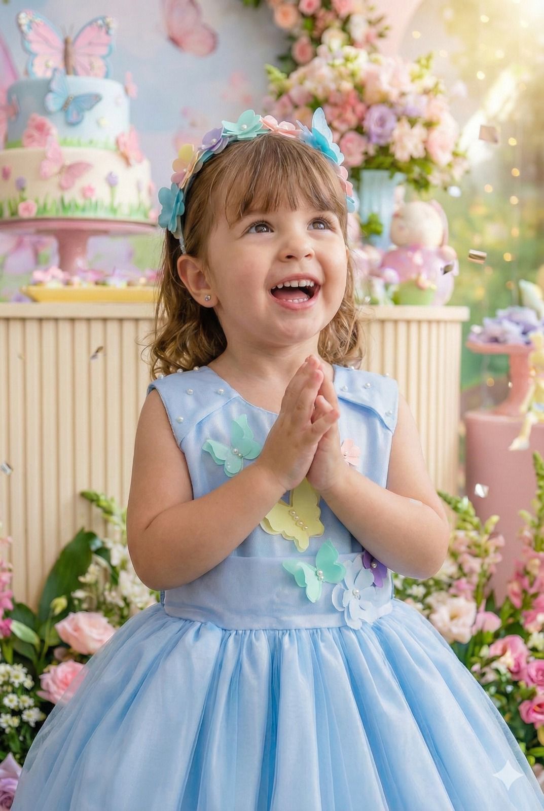 Vestido Princesa Belli Anabel Jardim Encantado Azul Bebe (VESTPRINCSBLLJDENCANTDAZLBB)