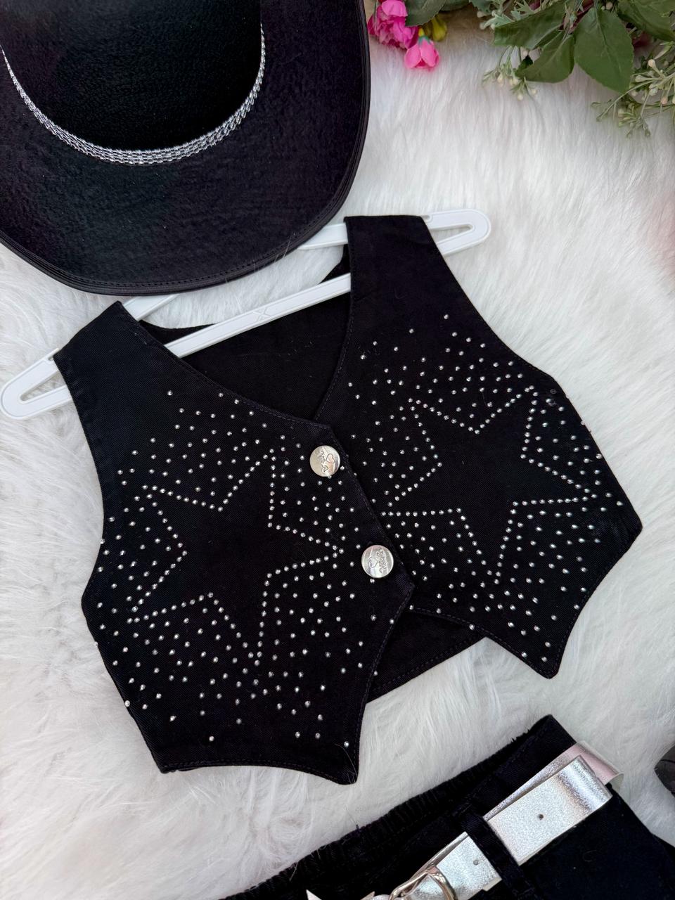 Conjunto Blogueirinha Boiadeira Estrelada Preto (CONJBLGRNBOADRETRLDPR)
