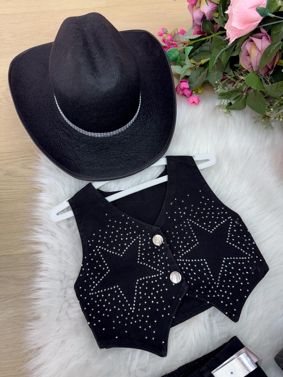 Conjunto Blogueirinha Boiadeira Estrelada Preto (CONJBLGRNBOADRETRLDPR)