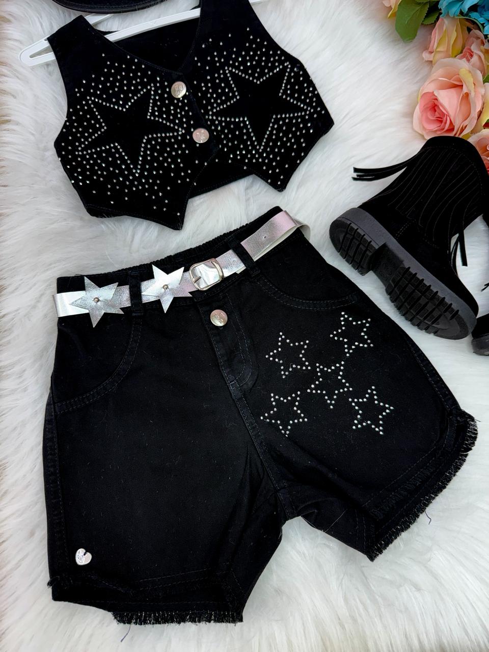 Conjunto Blogueirinha Boiadeira Estrelada Preto (CONJBLGRNBOADRETRLDPR)