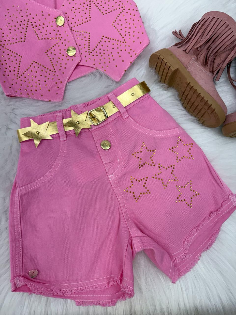 Conjunto Blogueirinha Boiadeira Estrelada Rosa (CONJBLGBADRETLARS)