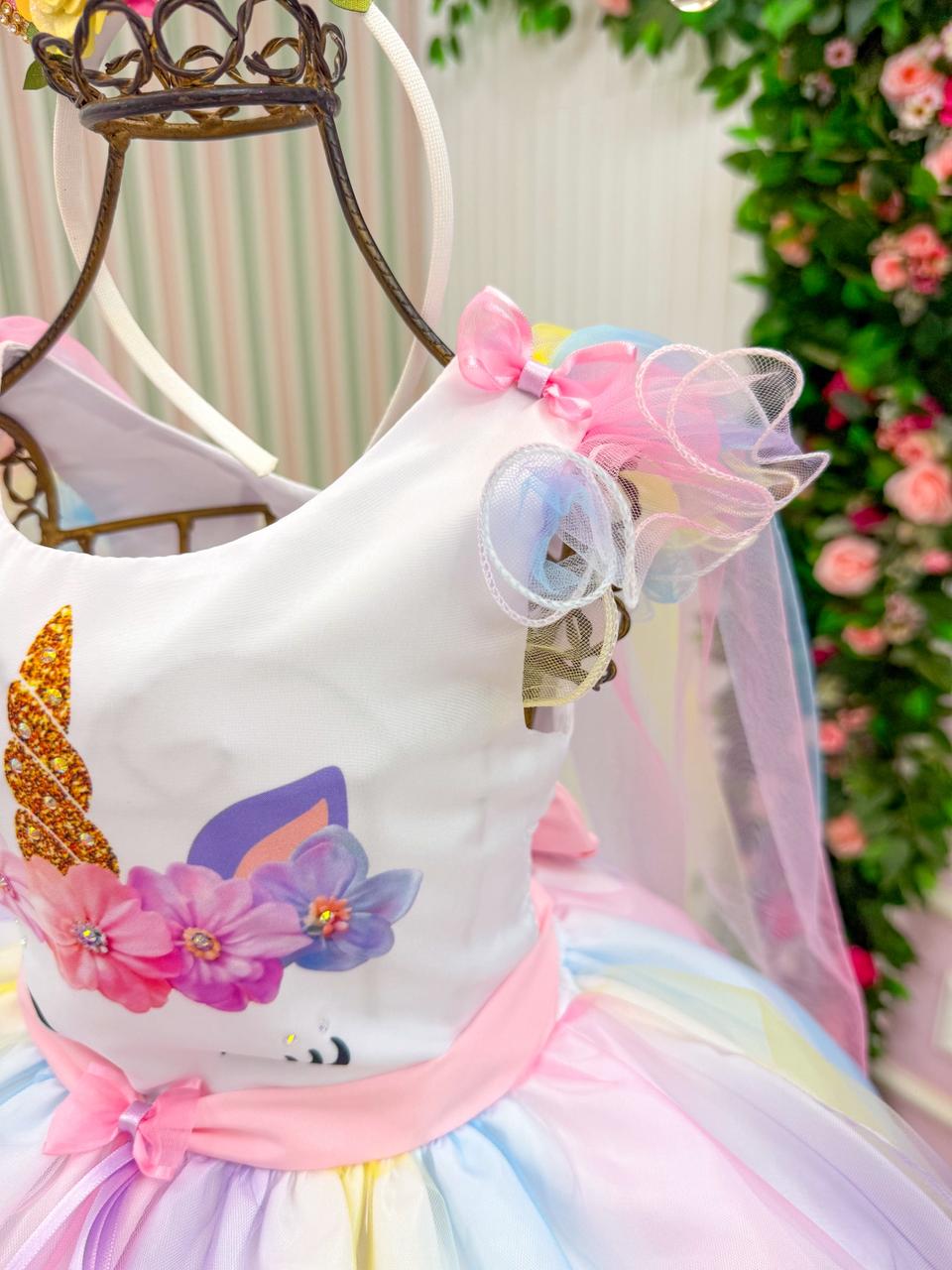 Vestido Mini Miss Temático Unicornio - Colorido - Arco iris (VESTMNMSUNCNOCLRDARCIS)