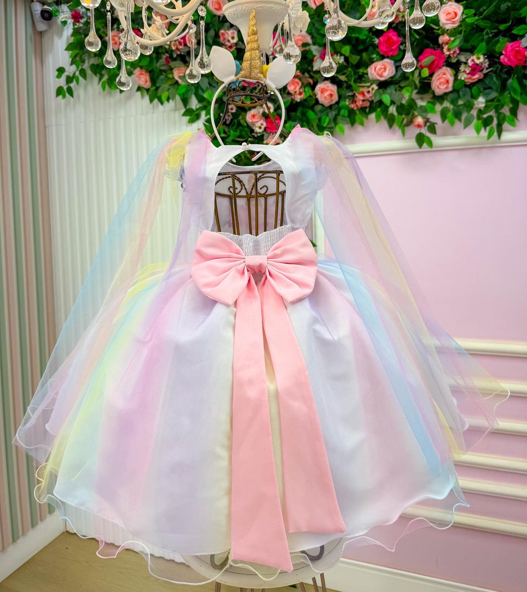 Vestido Mini Miss Temático Unicornio - Colorido - Arco iris (VESTMNMSUNCNOCLRDARCIS)