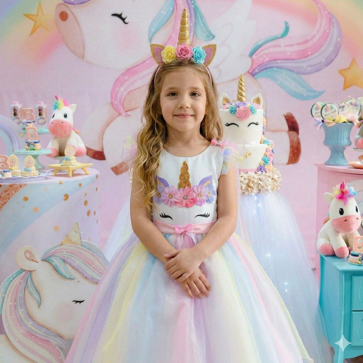 Vestido Mini Miss Temático Unicornio - Colorido - Arco iris (VESTMNMSUNCNOCLRDARCIS)