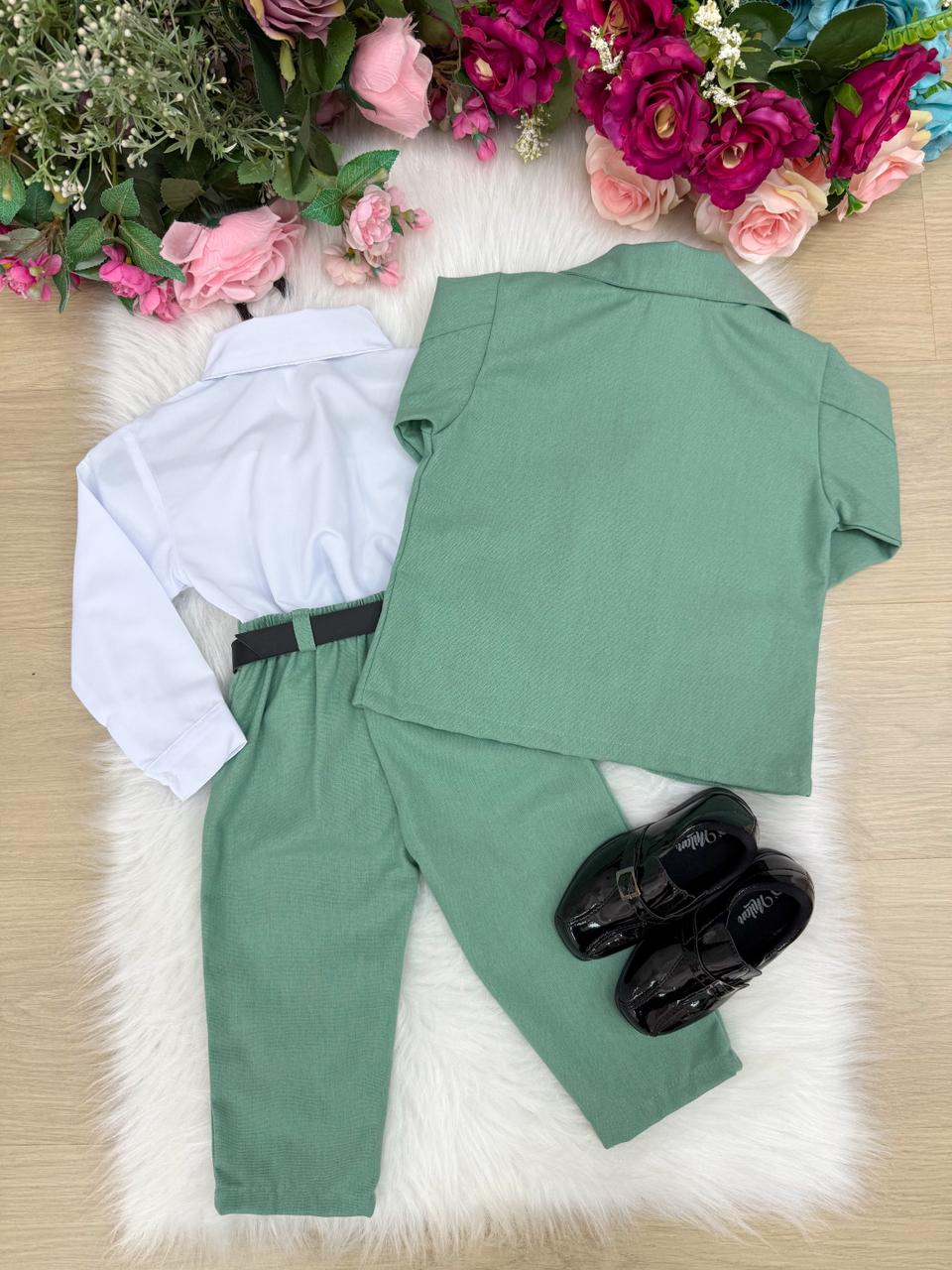 Conjunto Social Miss Cherry Terno Pedro Verde - Festa
