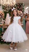 Vestido Juvenil - Midi Vila Lele Sabrina Branco - Festa