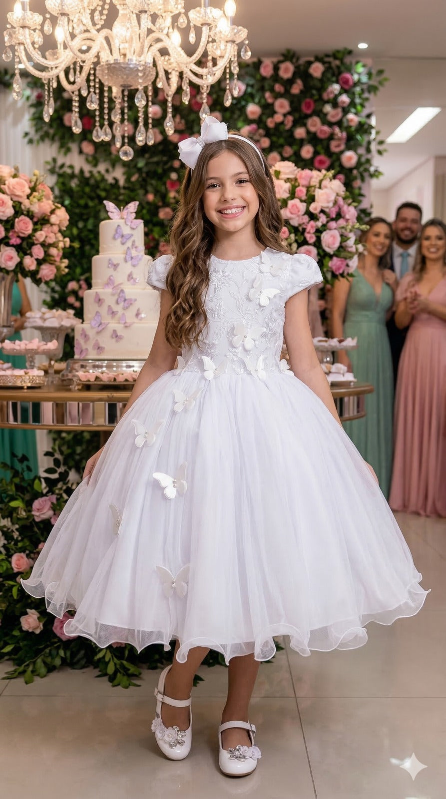 Vestido Juvenil - Midi Vila Lele Sabrina Branco - Festa