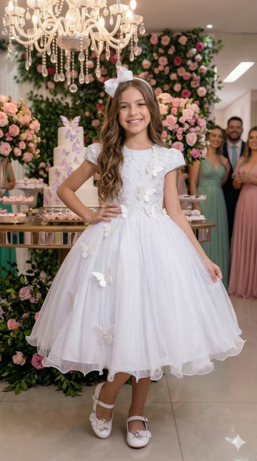 Vestido Juvenil - Midi Vila Lele Sabrina Branco - Festa