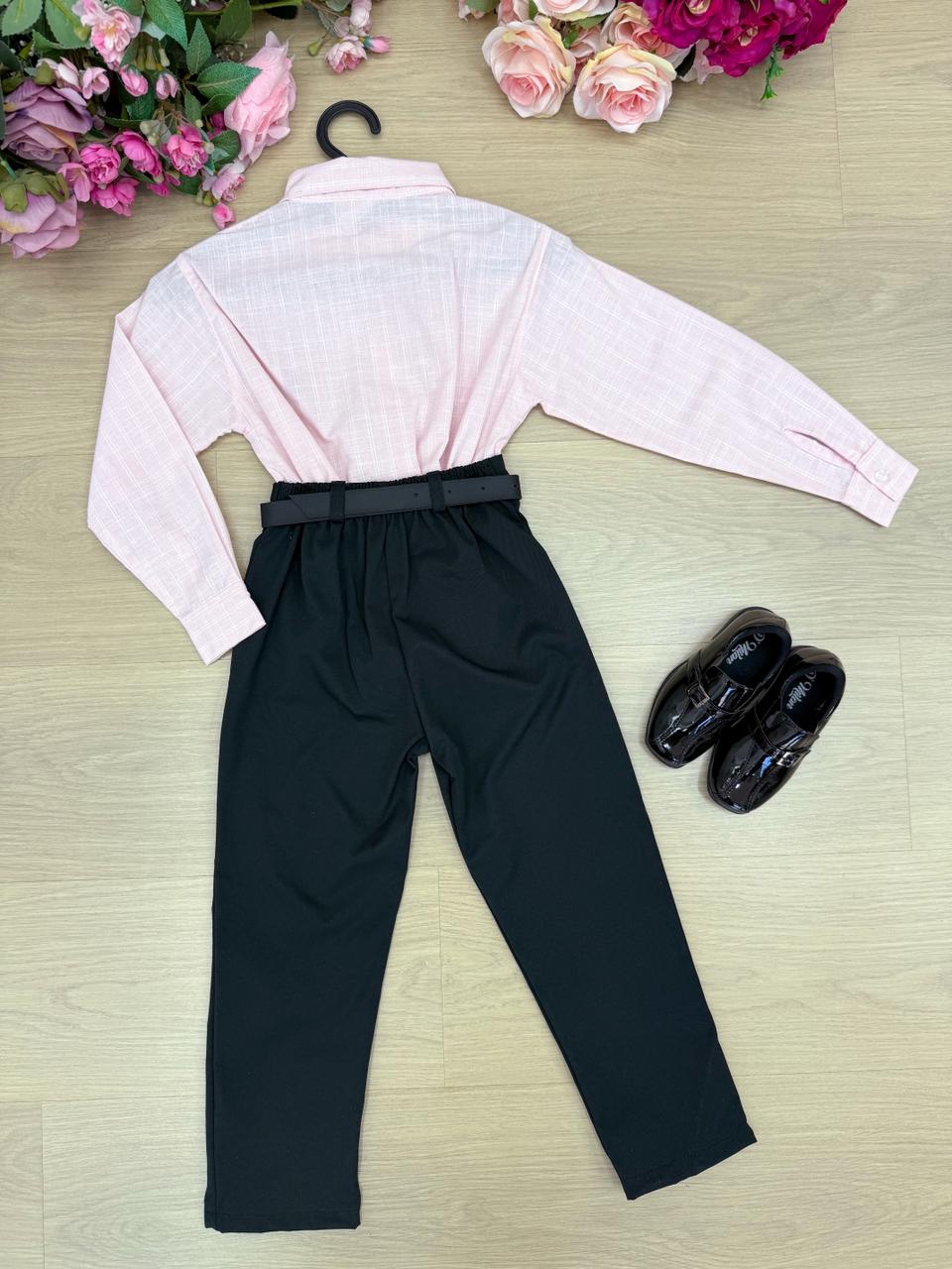 Conjunto Social Miss Cherry Henrique Rosa Calça Preta (CUNJSCLMSCHRHRNQRSCP)
