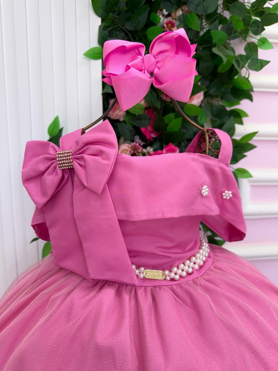Vestido Banana Club Longo Doce Elegancia Rosa Chiclete