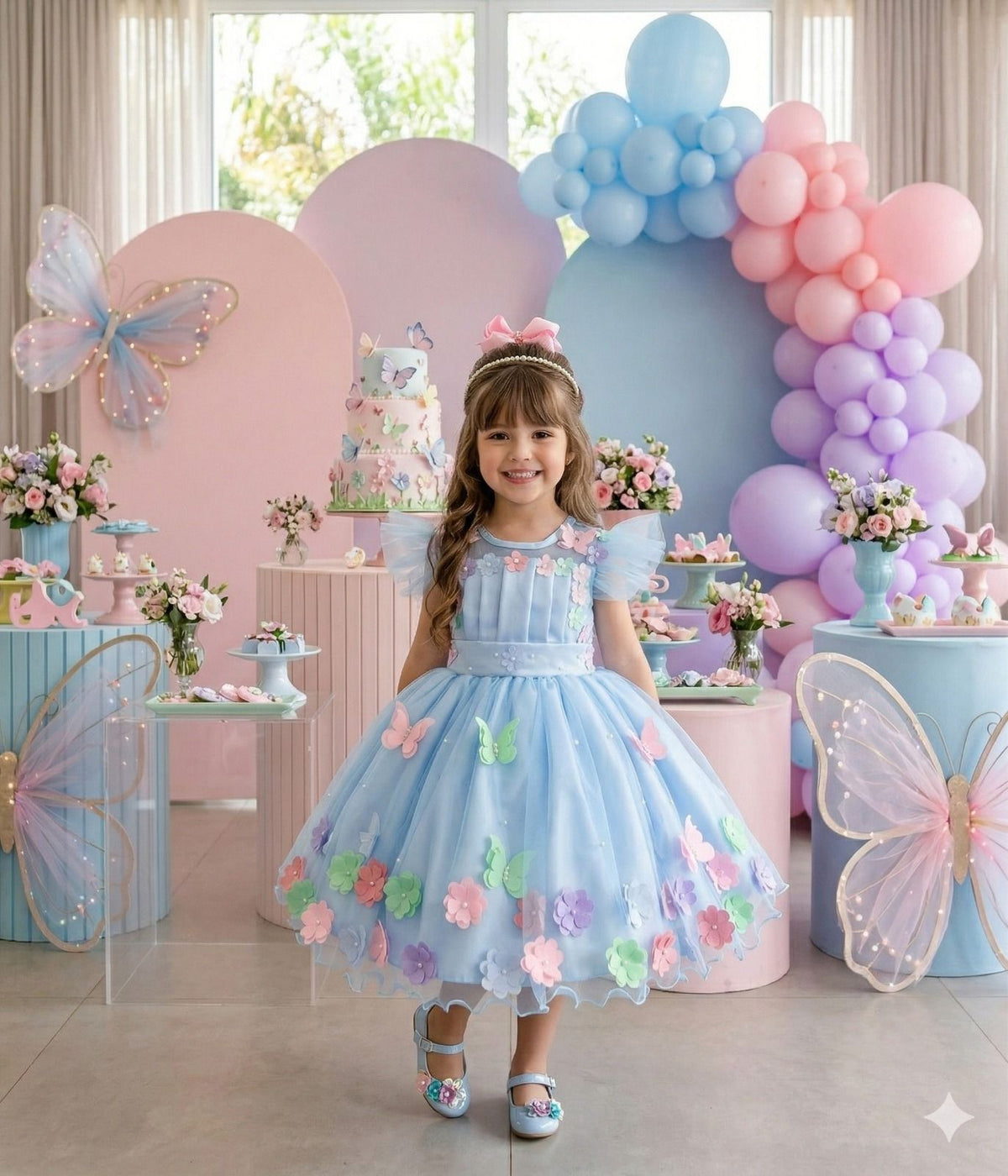 Vestido Marie Jardim Encantado Isis Luxinho Azul (VESTMRIAZLBBLNHOISIS)