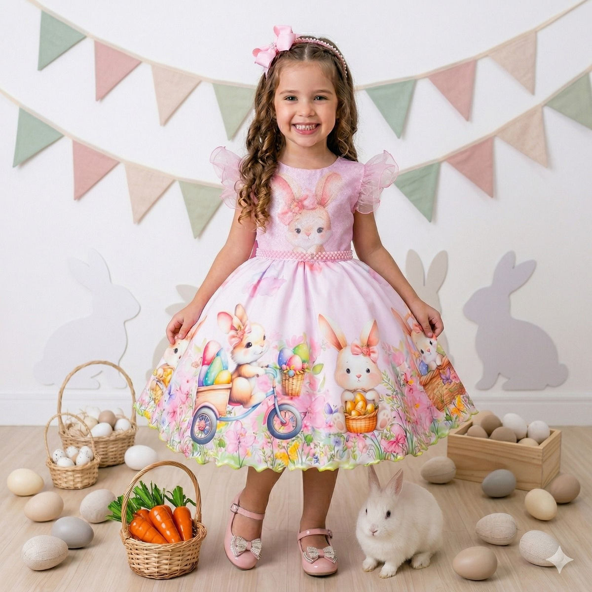 Vestido Marie Coelhinho Rosa Bebe (VESMARICOEROB)