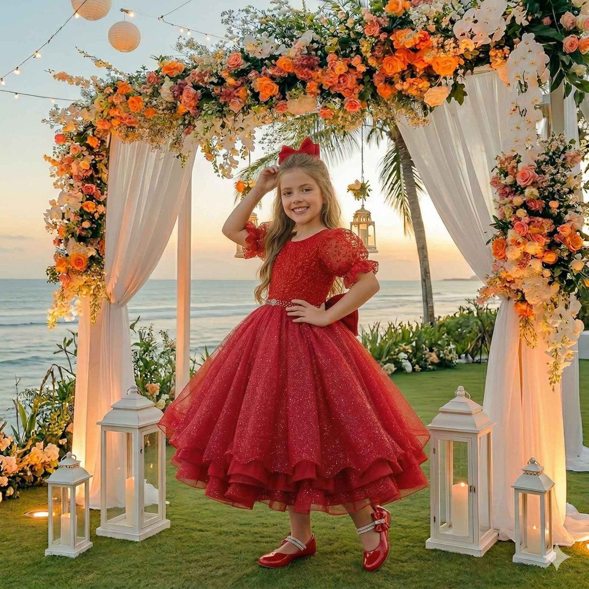 Vestido Bella Child Laize Vermelho Modelo 2 (VESTBLLCHLLAZVRMDLO)