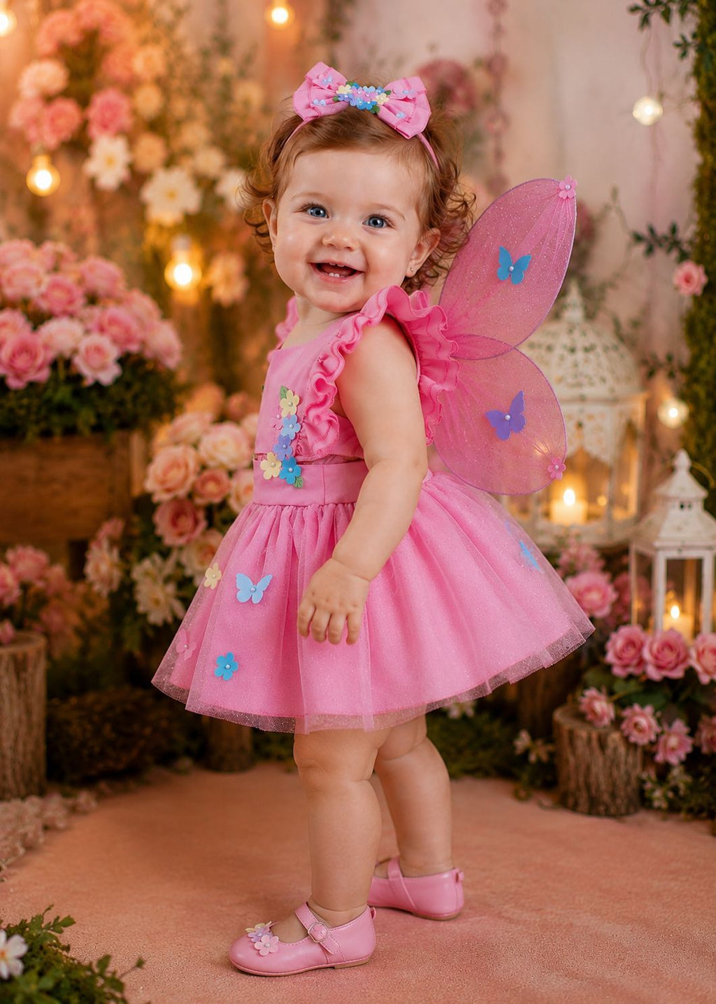 Romper/Vestido Princesa Belli Jardim Encantado Rosa (RMPERVESTJRDENCROSA)