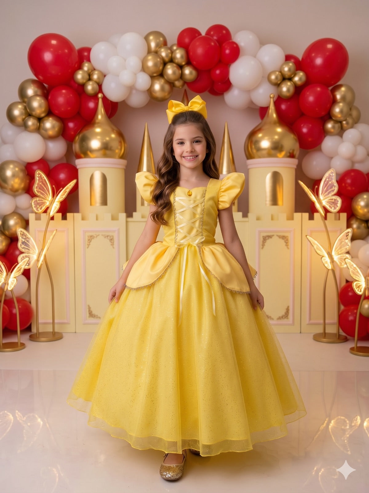 Fantasia/ Vestido Mini Miss Longo Princesa Amarela (FTVESTMNMSLNGBLFR)