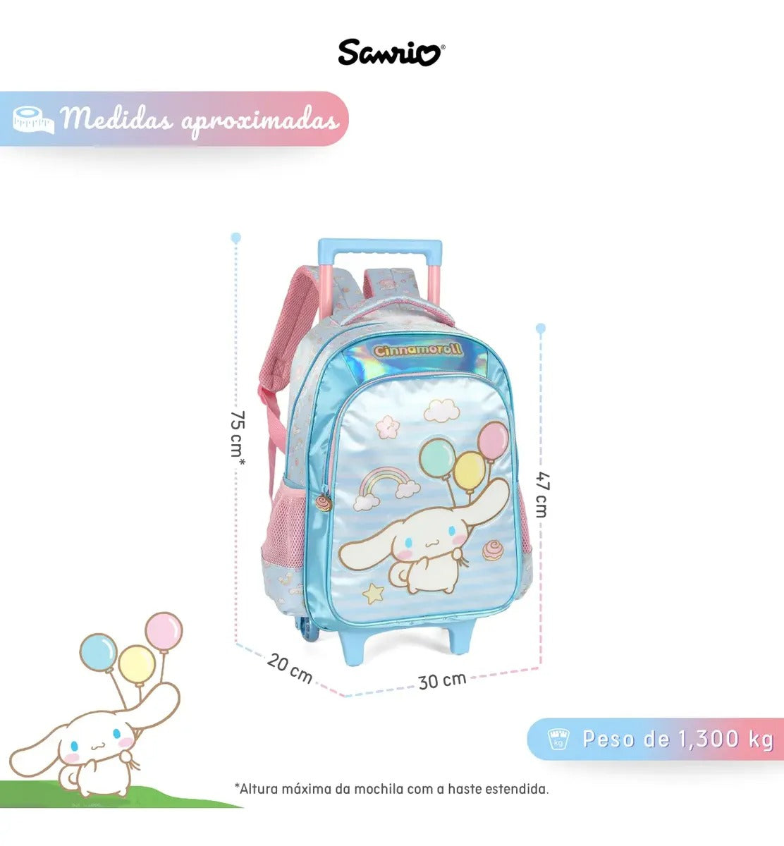 Mochila de Rodinhas Cinnamoroll (MCRDCNMR)