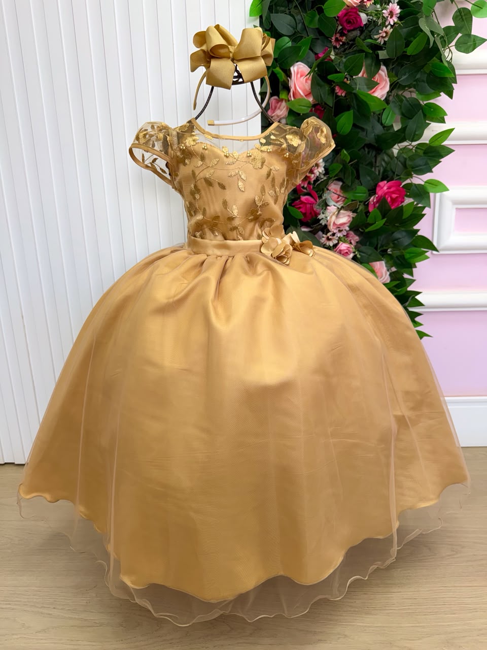 Vestido Mini Miss Longo Carol Dourado - Festa