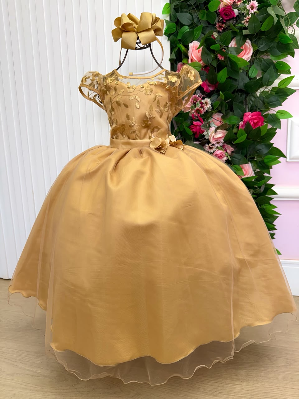 Vestido Mini Miss Longo Carol Dourado - Festa
