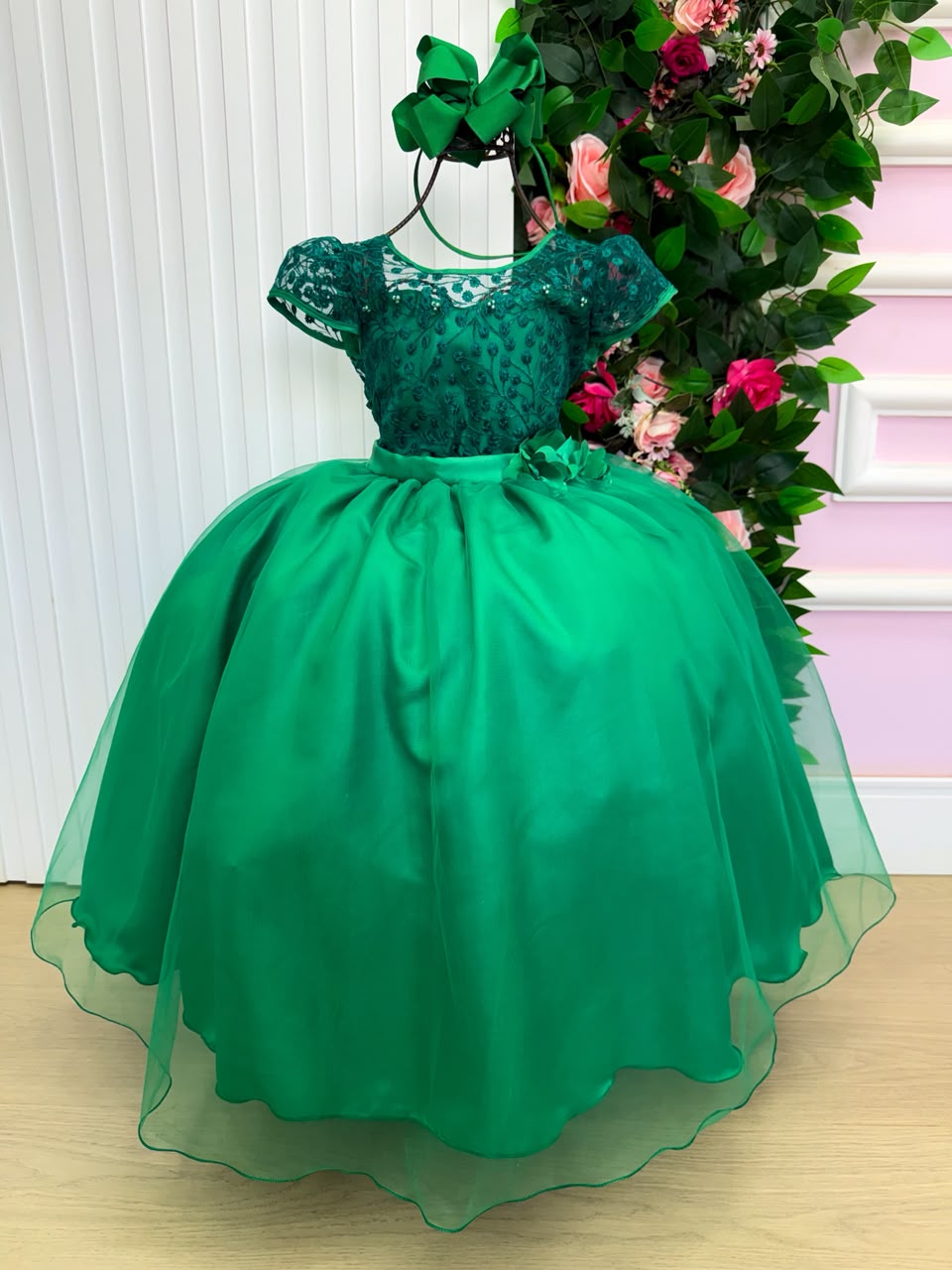 Vestido Mini Miss Longo Carol Verde Bandeira - Festa