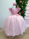 Vestido Mini Miss Longo Carol Rosa Bebe - Festa