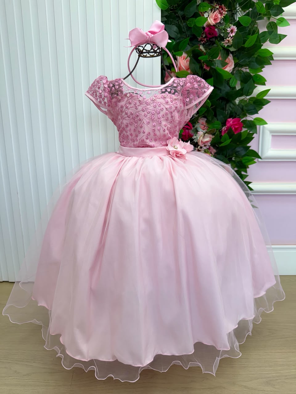 Vestido Mini Miss Longo Carol Rosa Bebe - Festa