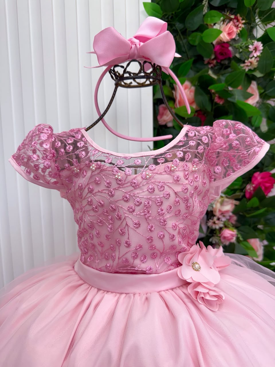 Vestido Mini Miss Longo Carol Rosa Bebe - Festa
