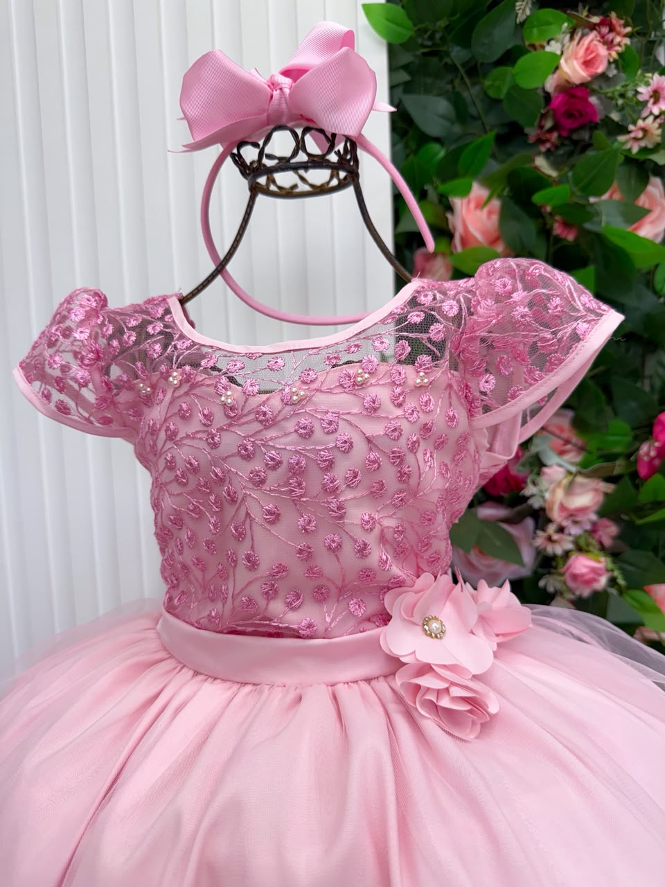 Vestido Mini Miss Longo Carol Rosa Bebe - Festa