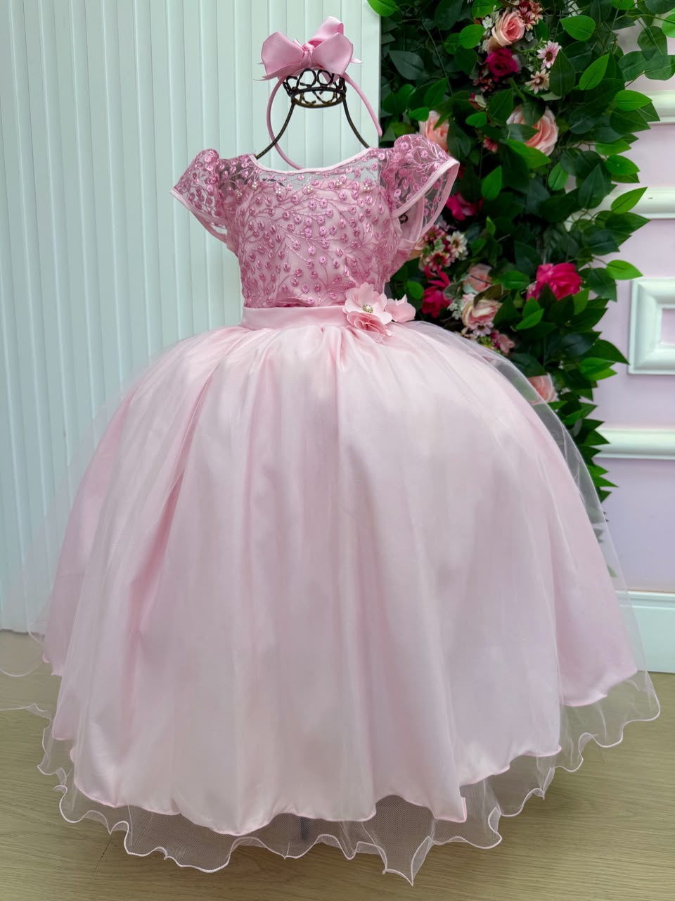Vestido Mini Miss Longo Carol Rosa Bebe - Festa
