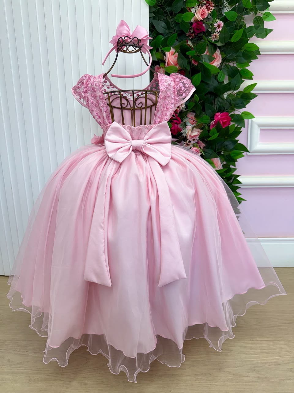Vestido Mini Miss Longo Carol Rosa Bebe - Festa