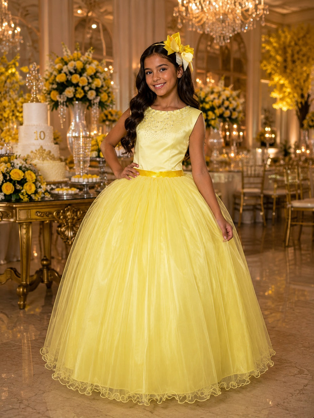Vestido Infantil Enjoy Longo Regata Amarelo (VESTINFENJLAMRLO)