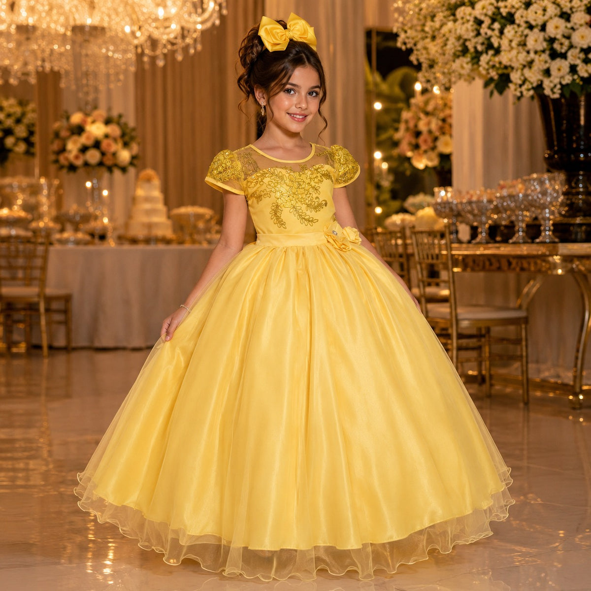 Vestido Mini Miss Longo Carol Amarelo - Festa