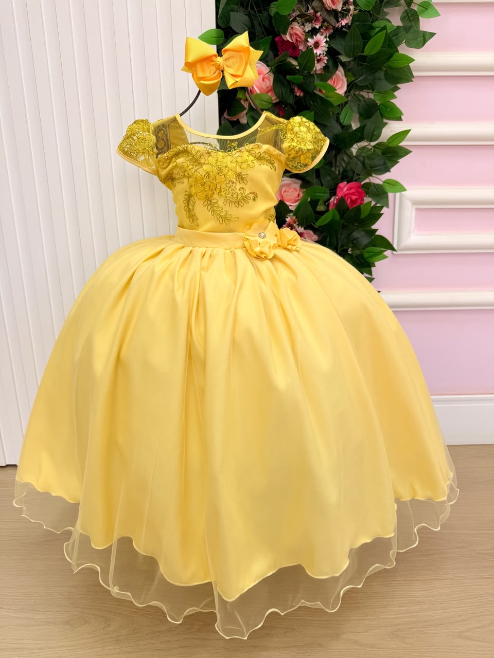Vestido Mini Miss Longo Carol Amarelo - Festa