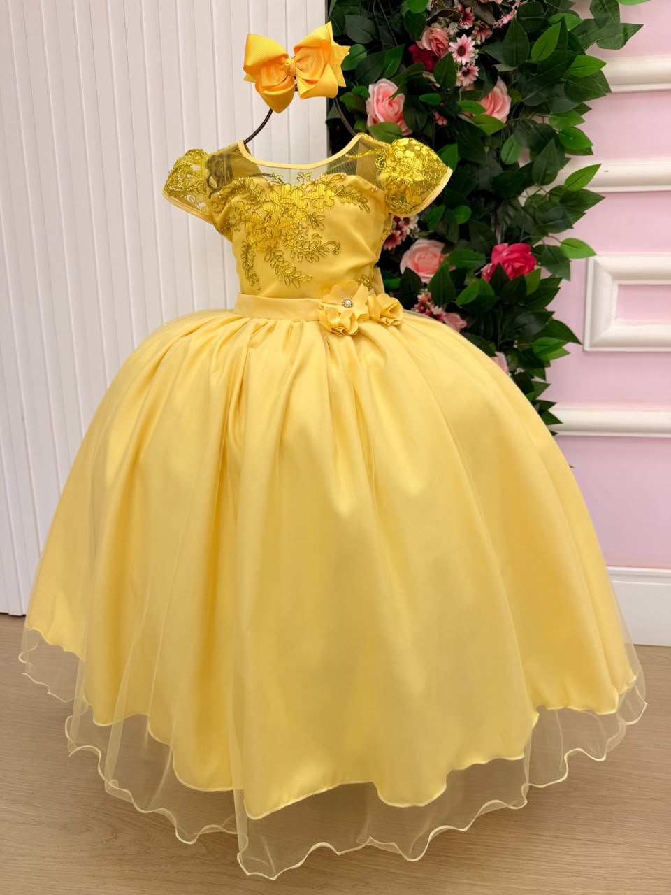 Vestido Mini Miss Longo Carol Amarelo - Festa