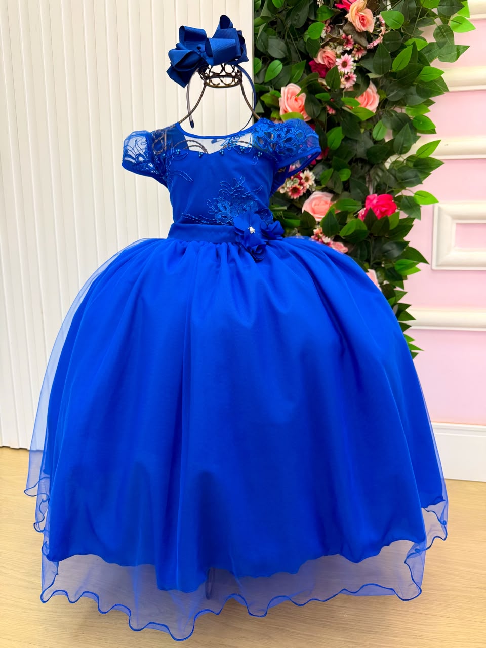 Vestido Mini Miss Longo Carol Azul Royal - Festa