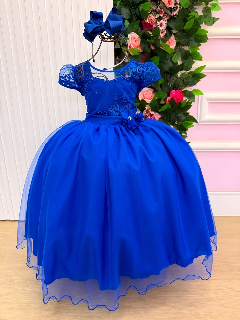 Vestido Mini Miss Longo Carol Azul Royal - Festa