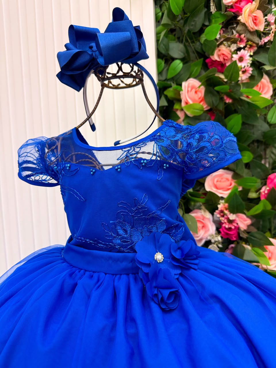 Vestido Mini Miss Longo Carol Azul Royal - Festa