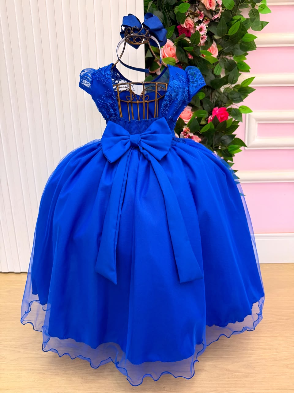 Vestido Mini Miss Longo Carol Azul Royal - Festa