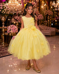 Vestido Infantil Jardim Encantado Flores Amarelo