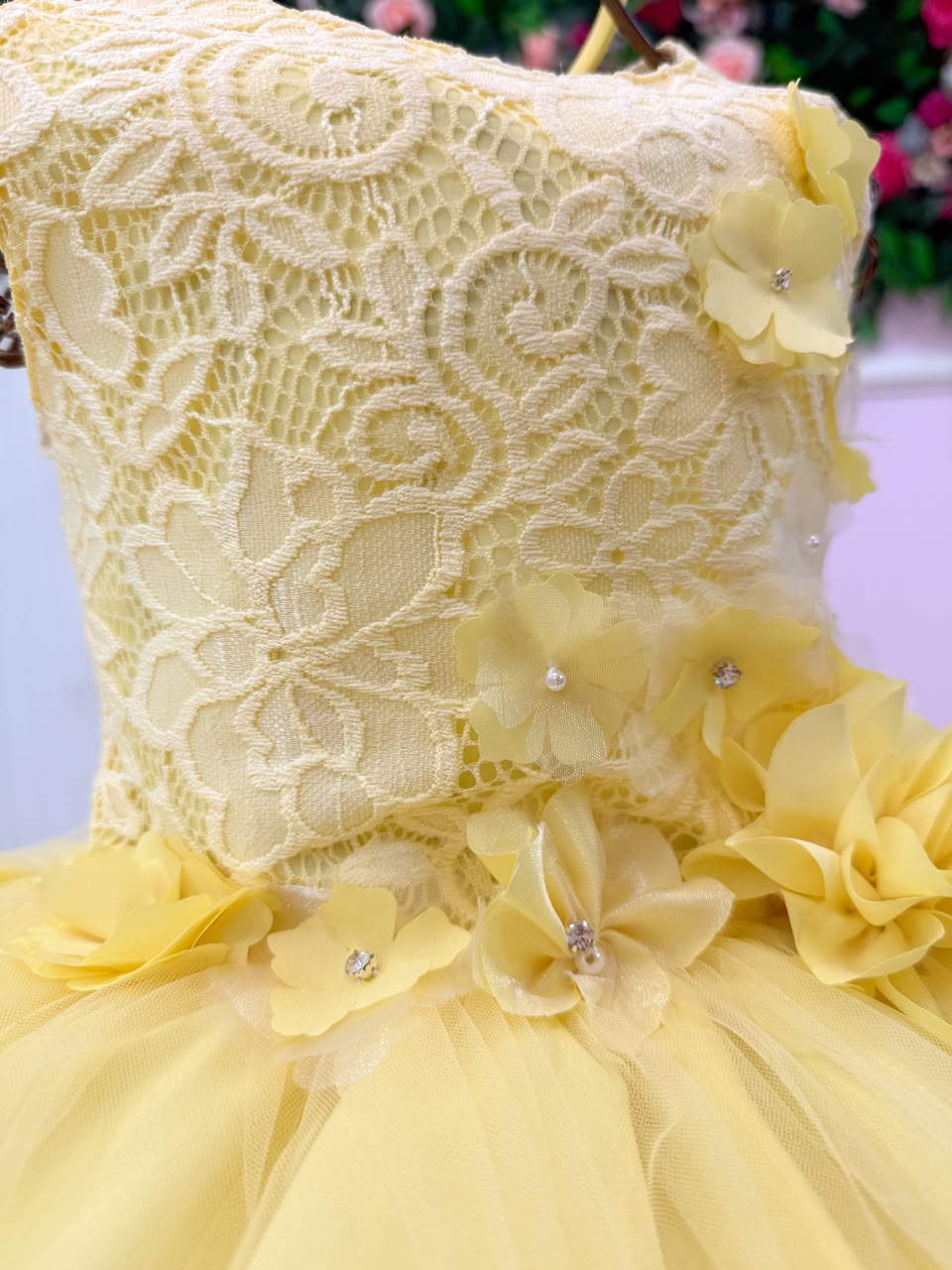 Vestido Infantil Jardim Encantado Flores Amarelo