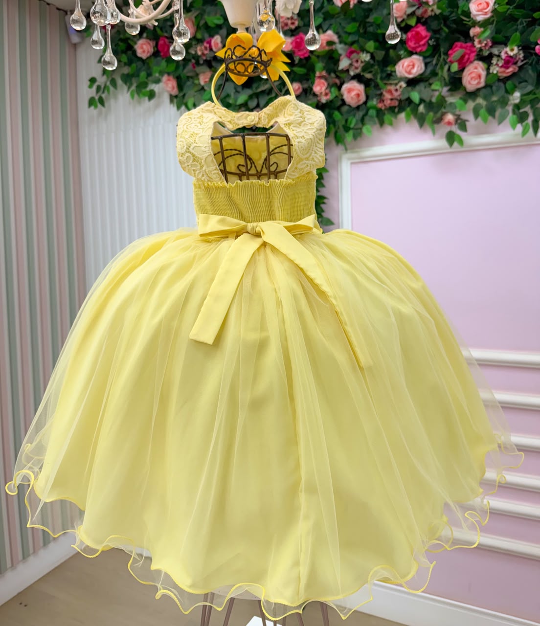 Vestido Infantil Jardim Encantado Flores Amarelo
