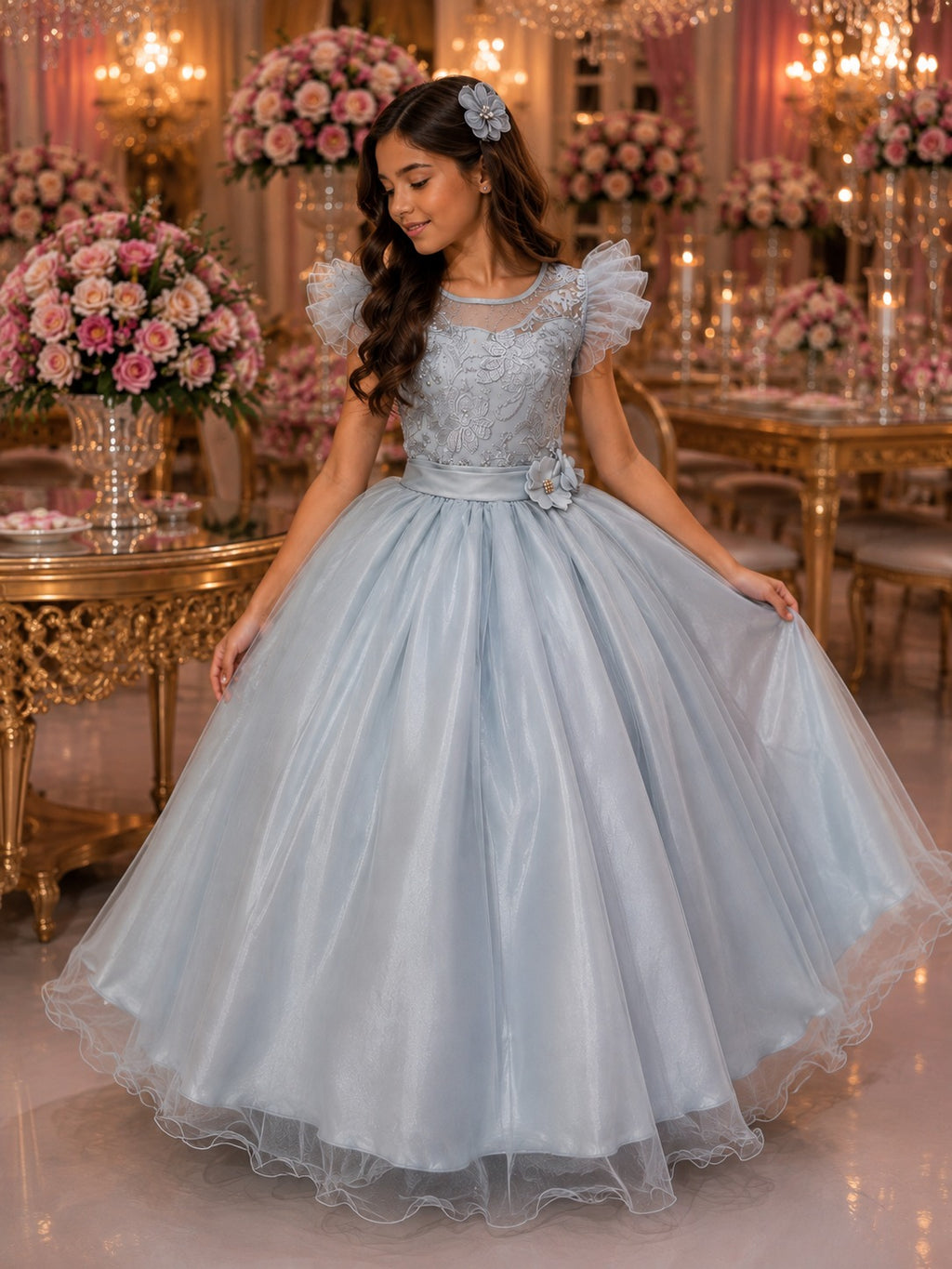 Vestido Mini Miss Longo Suzy Prata - Festa