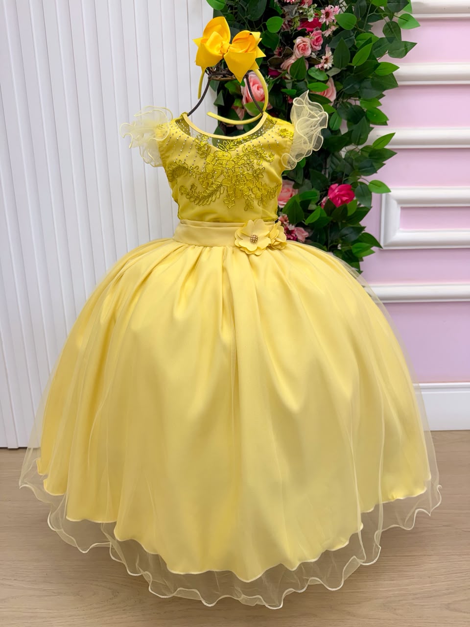 Vestido Mini Miss Longo Suzy Amarelo - Festa