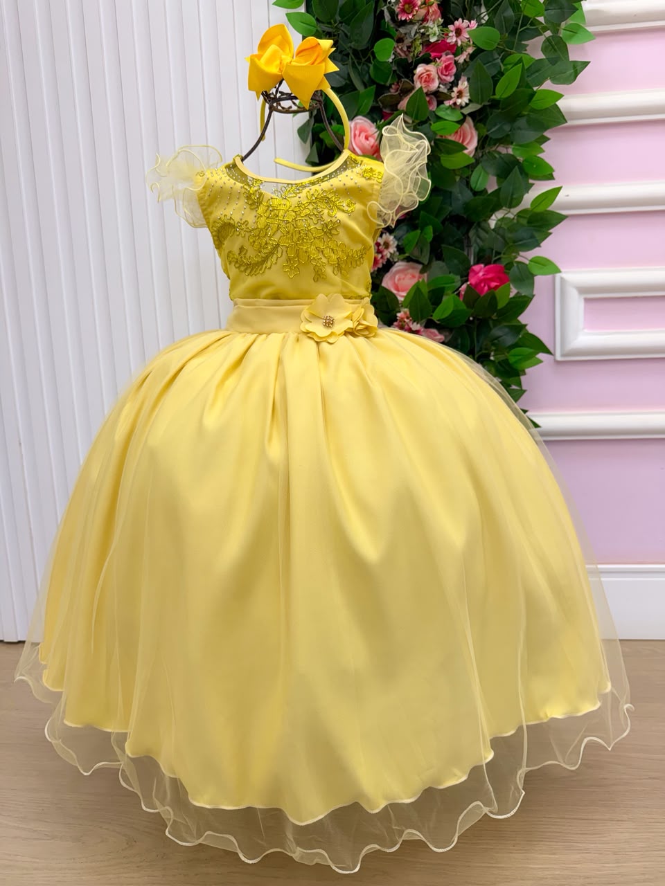 Vestido Mini Miss Longo Suzy Amarelo - Festa