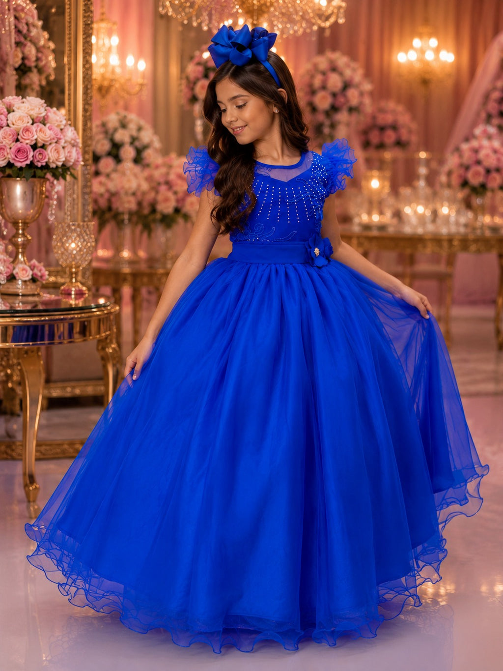 Vestido Mini Miss Longo Suzy Azul Royal - Festa